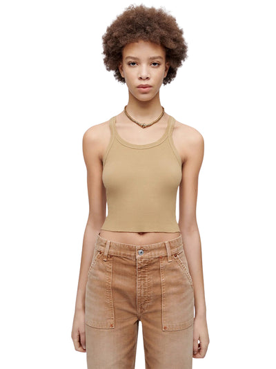 Cropped Ribbed Tank Sand