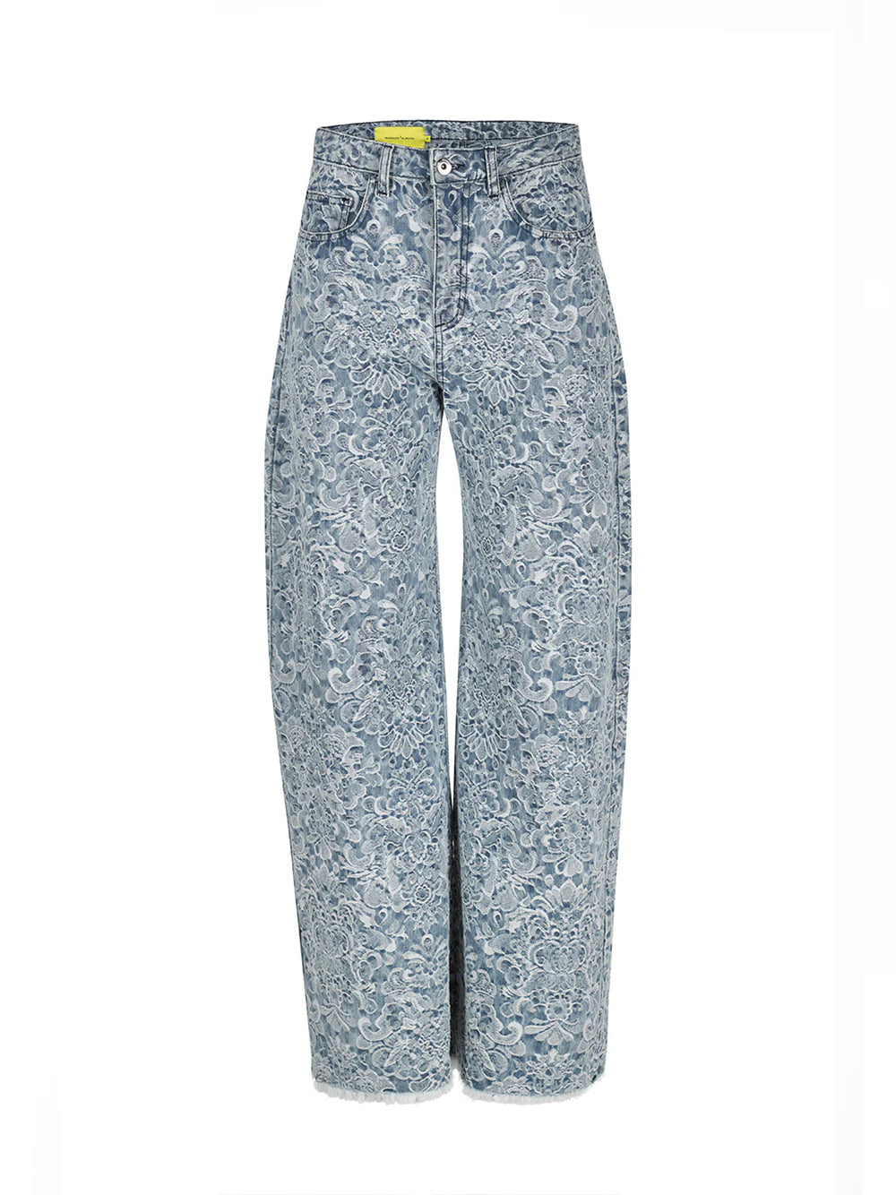 Brocade Denim Boyfriend Trousers Light Blue