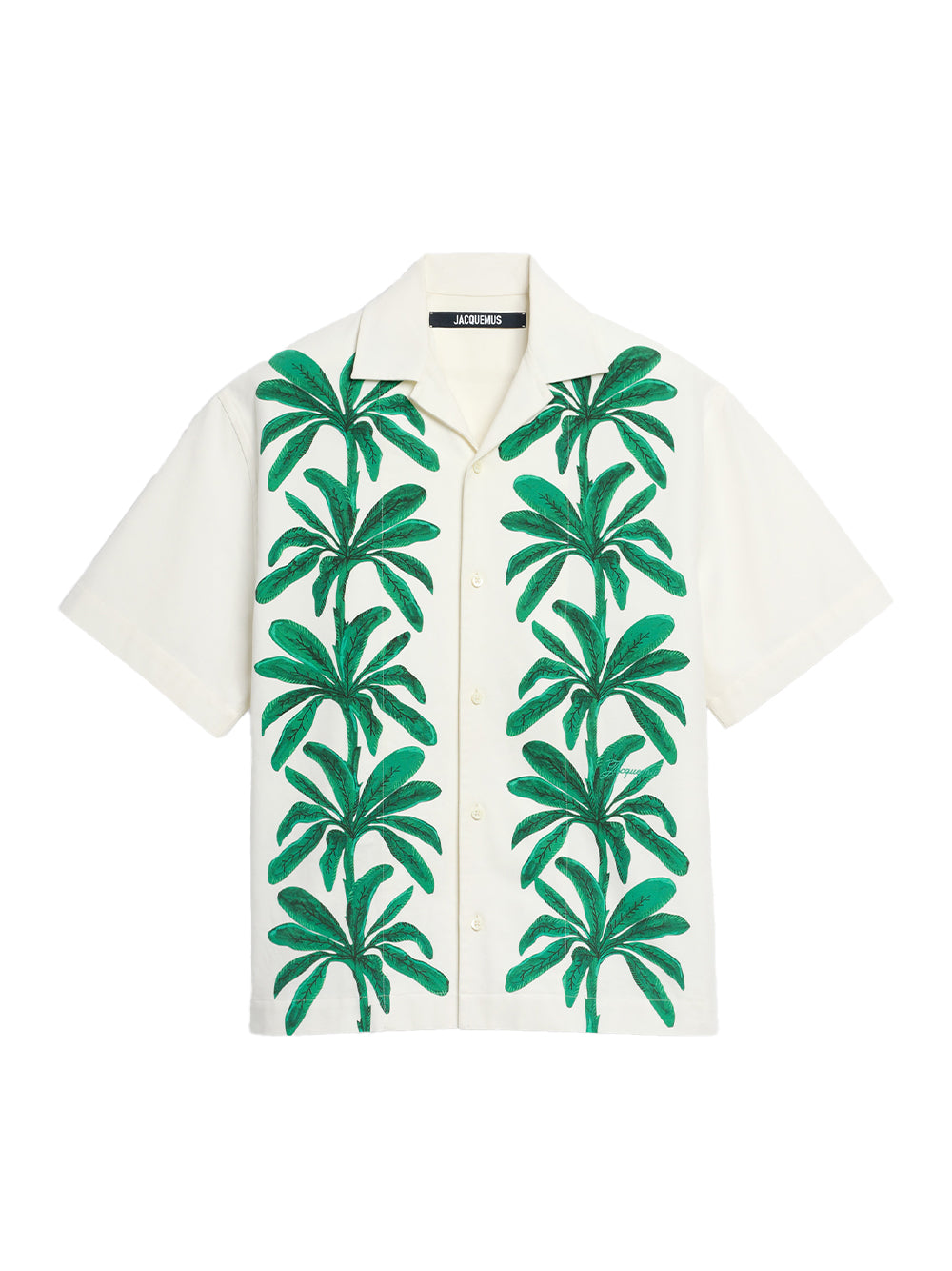 La Chemise Jean (Print Painted Palmtrees White/Green)