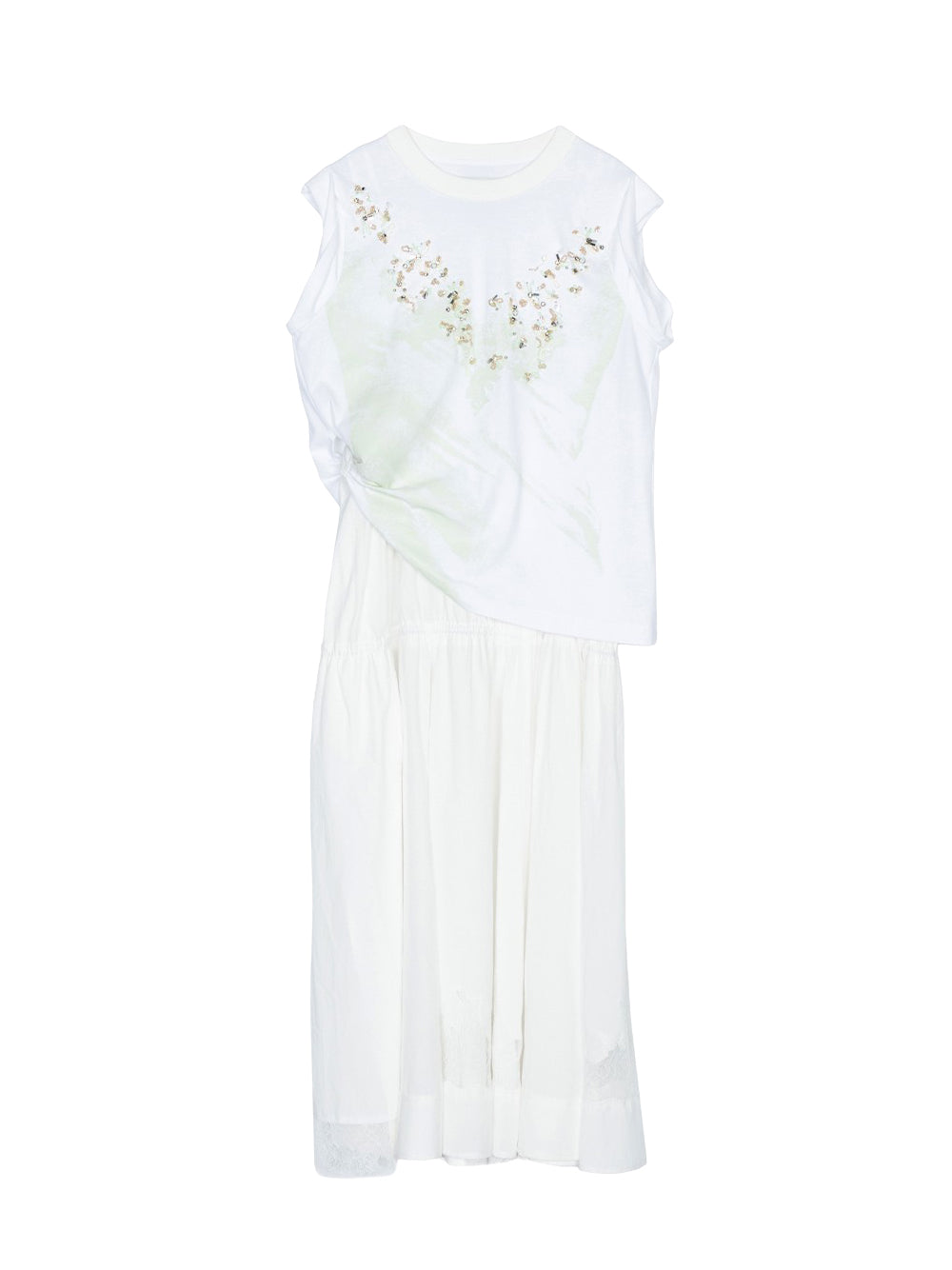 Lace Impressions Sleeveless Combo Dress (White Multi)