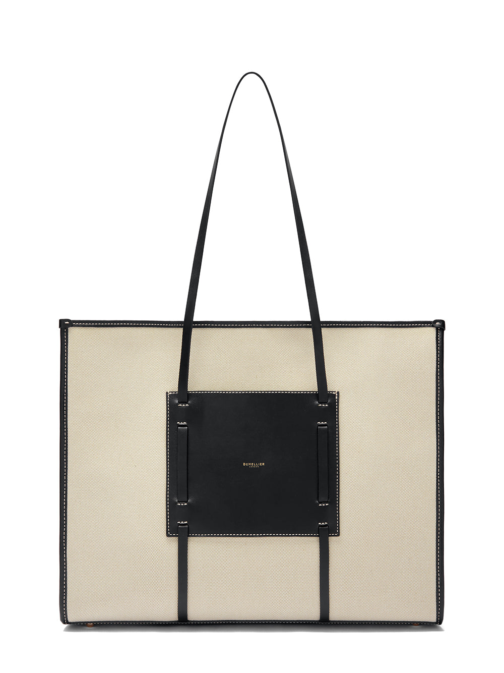 Large Capri Canvas Handbag (Salt & Pepper & Black Smooth)