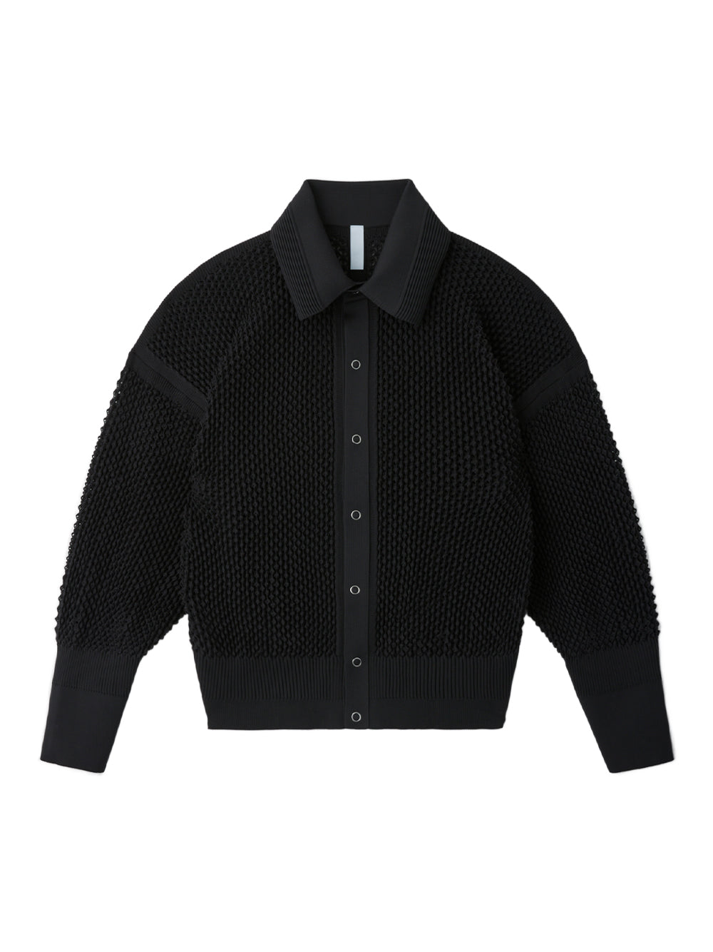 Lattice Stand Fall Collar Blouson (Black)