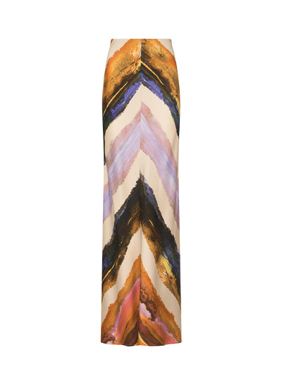 Laurina Skirt (Orange Orchid Abstract Stripes)