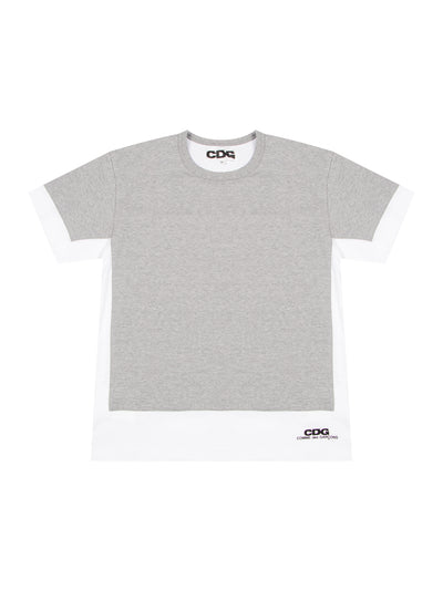 Layered Attached T-Shirt (White X Grey)