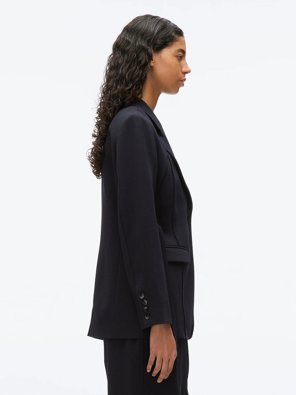 Layered Blazer with Tie Belt (Midnight)