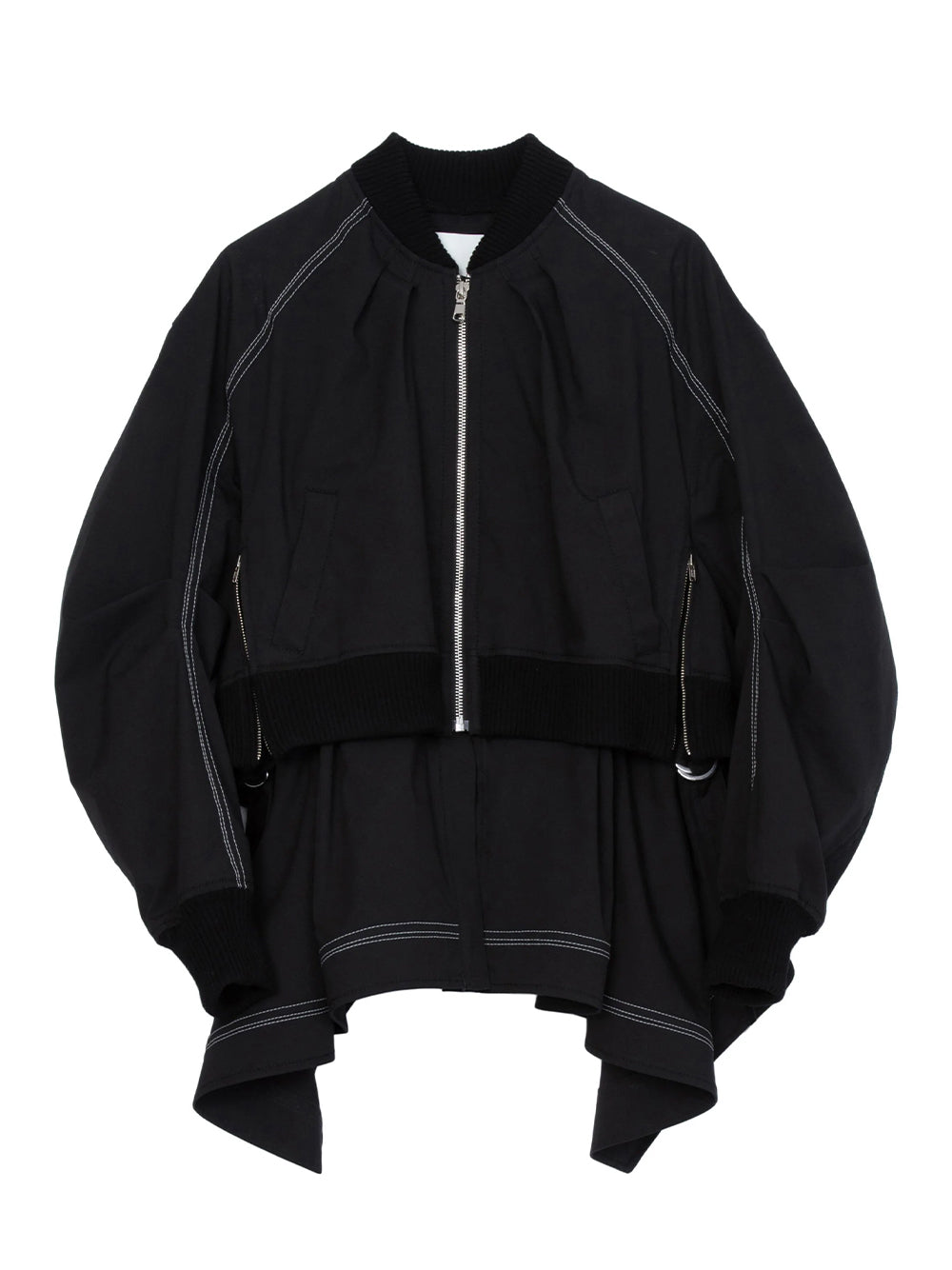 Layered Flounce Bomber Jacket (Black)