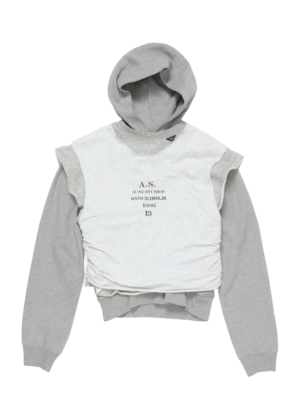 Layered Hooded Sweater (Grey Melange)
