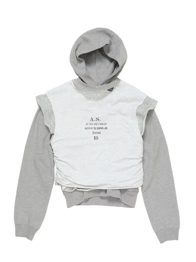 Layered Hooded Sweater (Grey Melange)