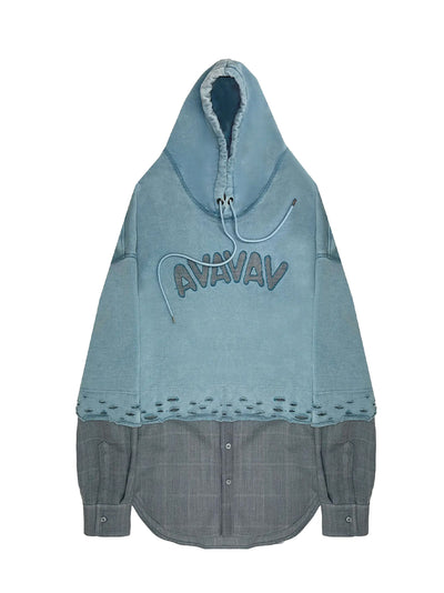 Layered Hoodie Shirt (Blue)