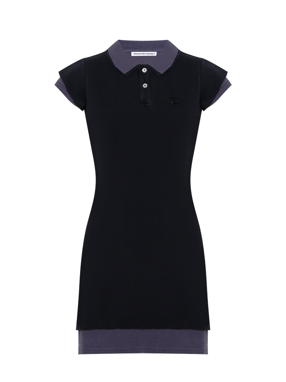 Layered Polo Short-Sleeve Minidress (Washed Navy/Washed Blue)