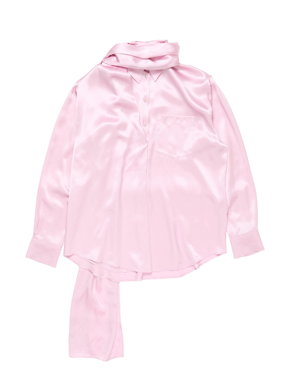 Layered Satin Blouse (Pastel Pink)