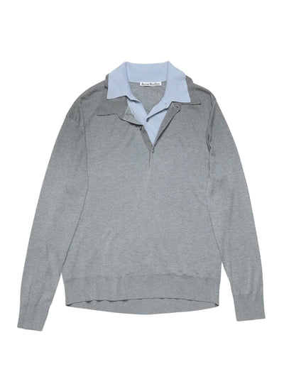 Layered Silk Jumper (Sky Blue/Light Grey Melange)