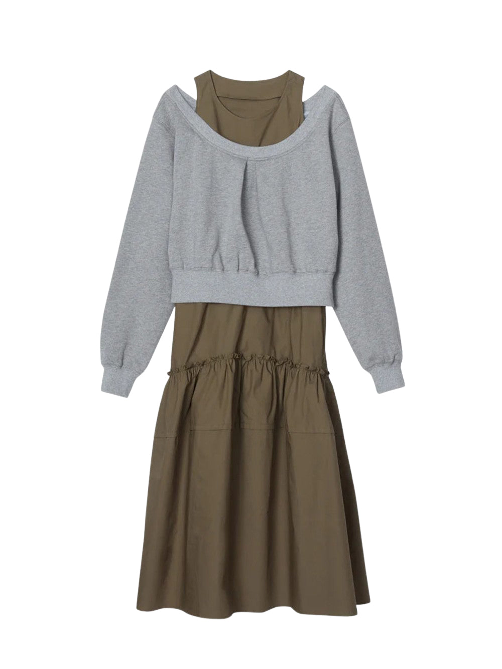 Layered Tank Combo Dress (Grey Melange)