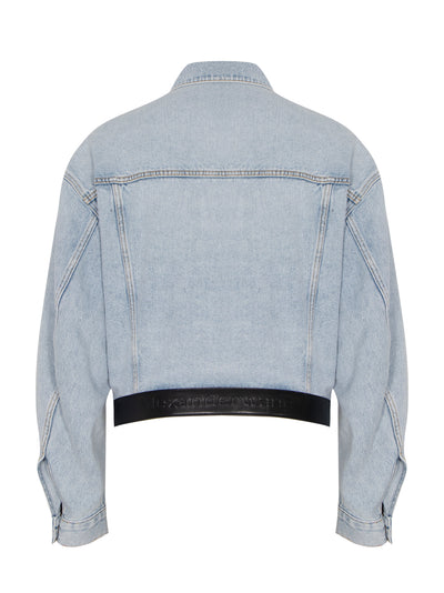 Leather Belted Denim Jacket (Bleach)