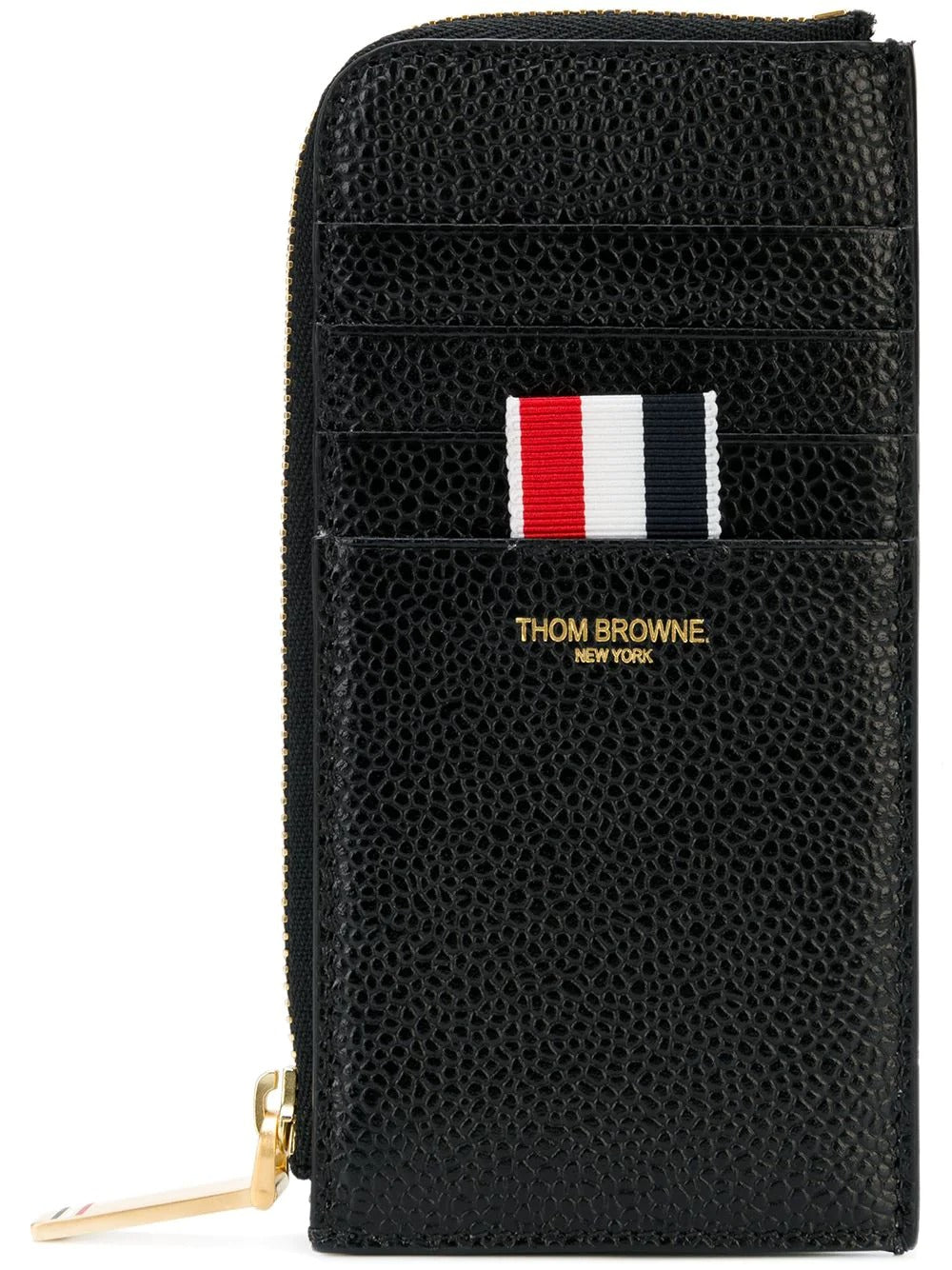 Leather Half Zip-Around Wallet (Black)