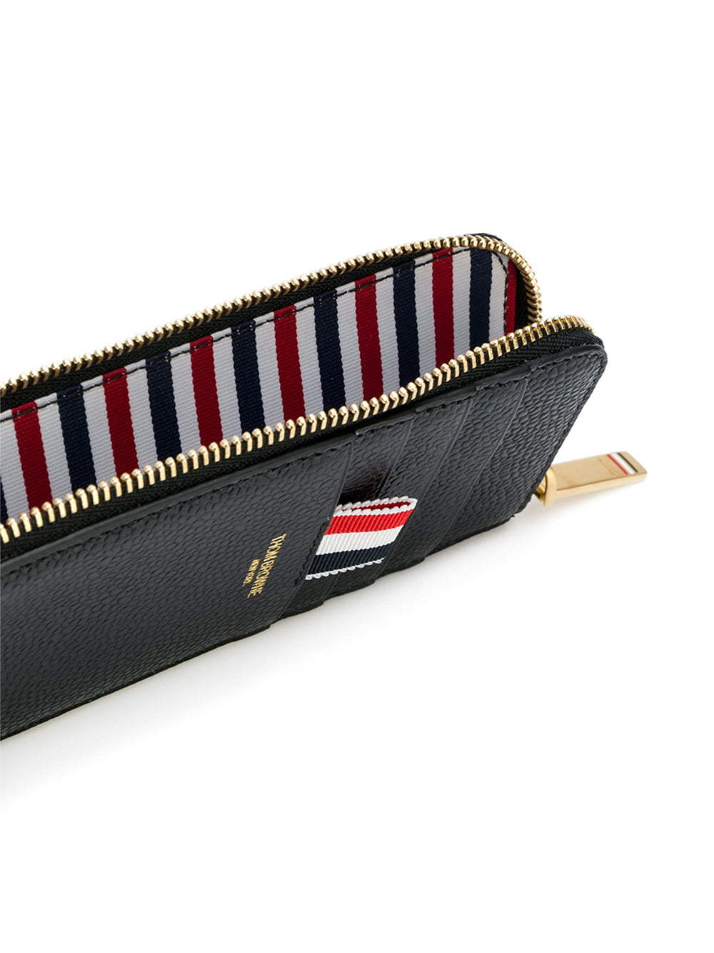 Leather Half Zip-Around Wallet (Black)