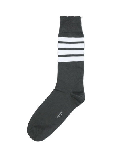 Lightweight Cotton 4-Bar Mid Calf Socks (Dark Grey)