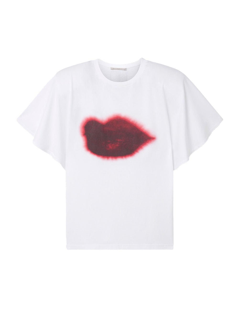 Lips Graphic Shoulder Pad T-Shirt (Pure White)