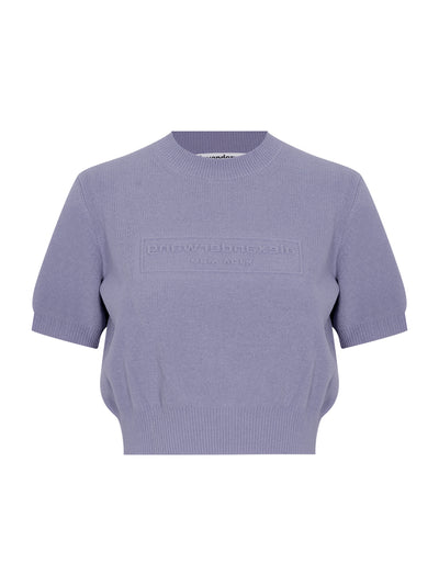 Logo-Embossed Ribbed Chenille Sweater (Lavender Grey)