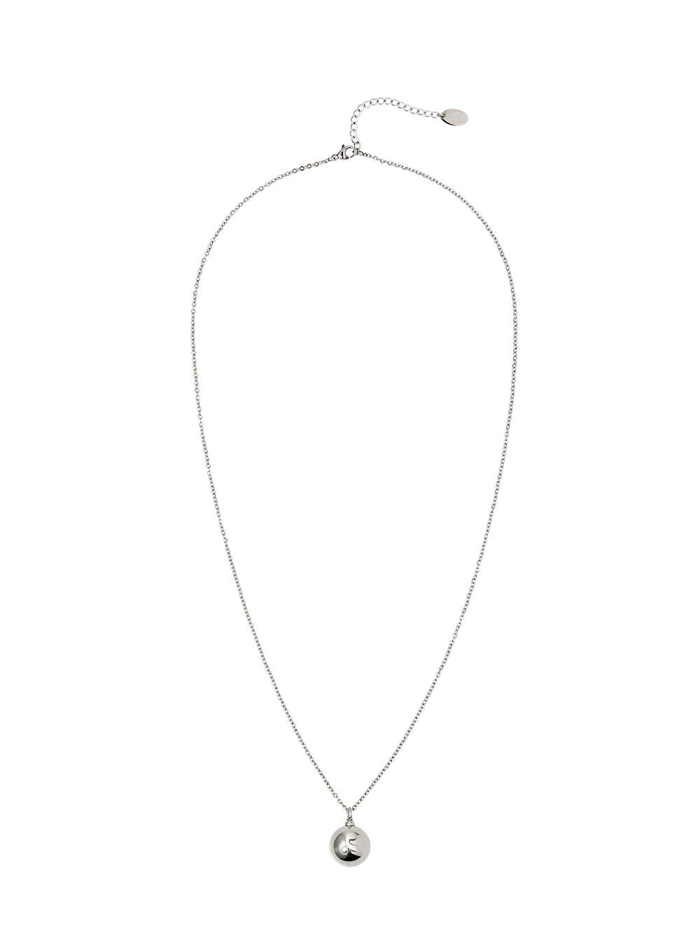 Logo Ball Pendant Long Necklace (Silver)