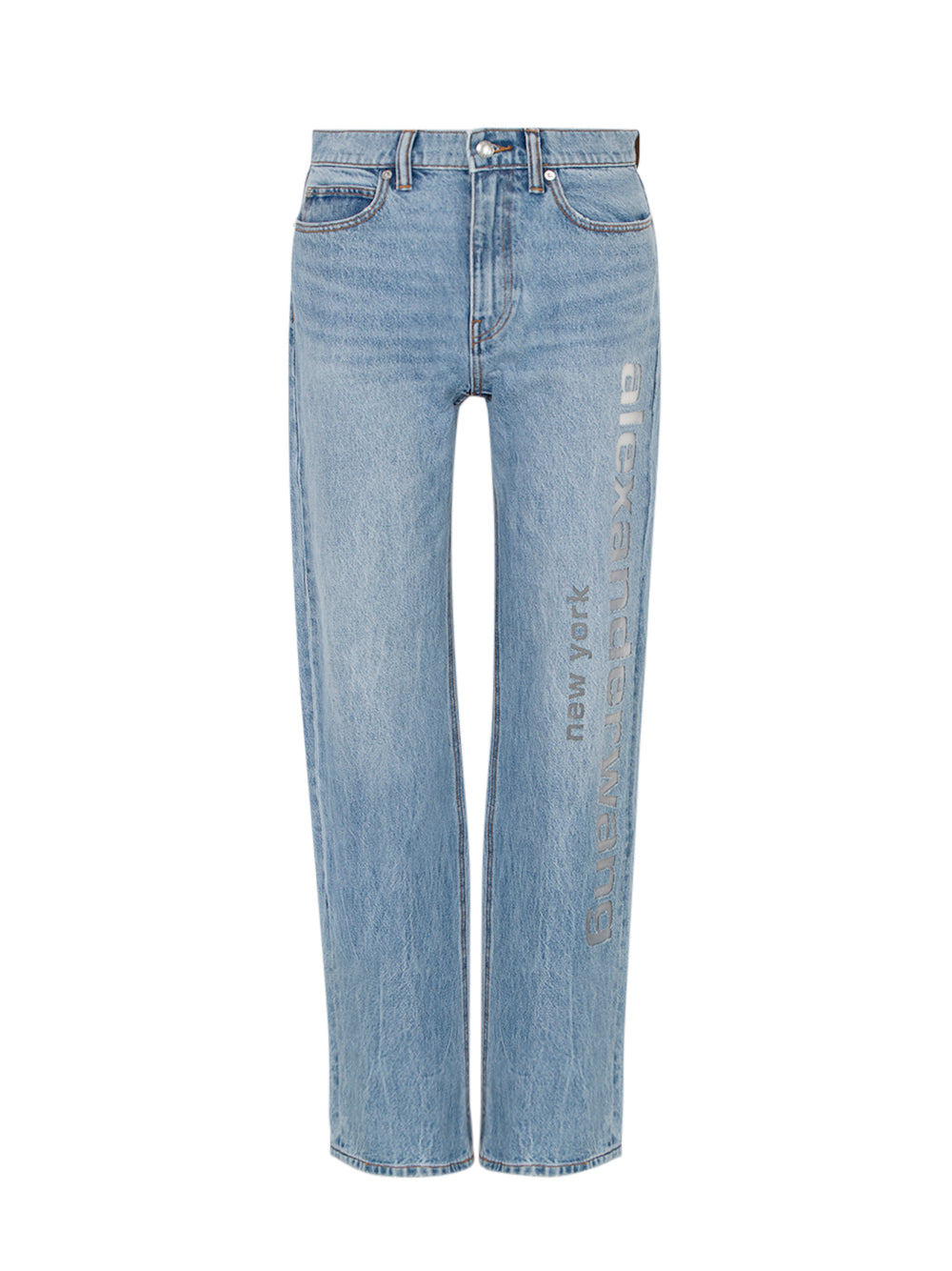 Logo Cutout Mid-Rise Jean (Vintage Light Indigo)