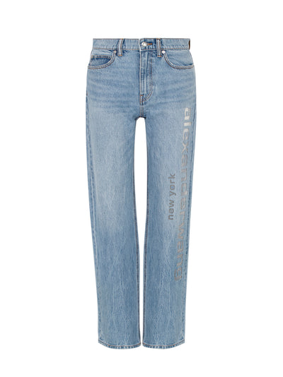 Logo Cutout Mid-Rise Jean (Vintage Light Indigo)