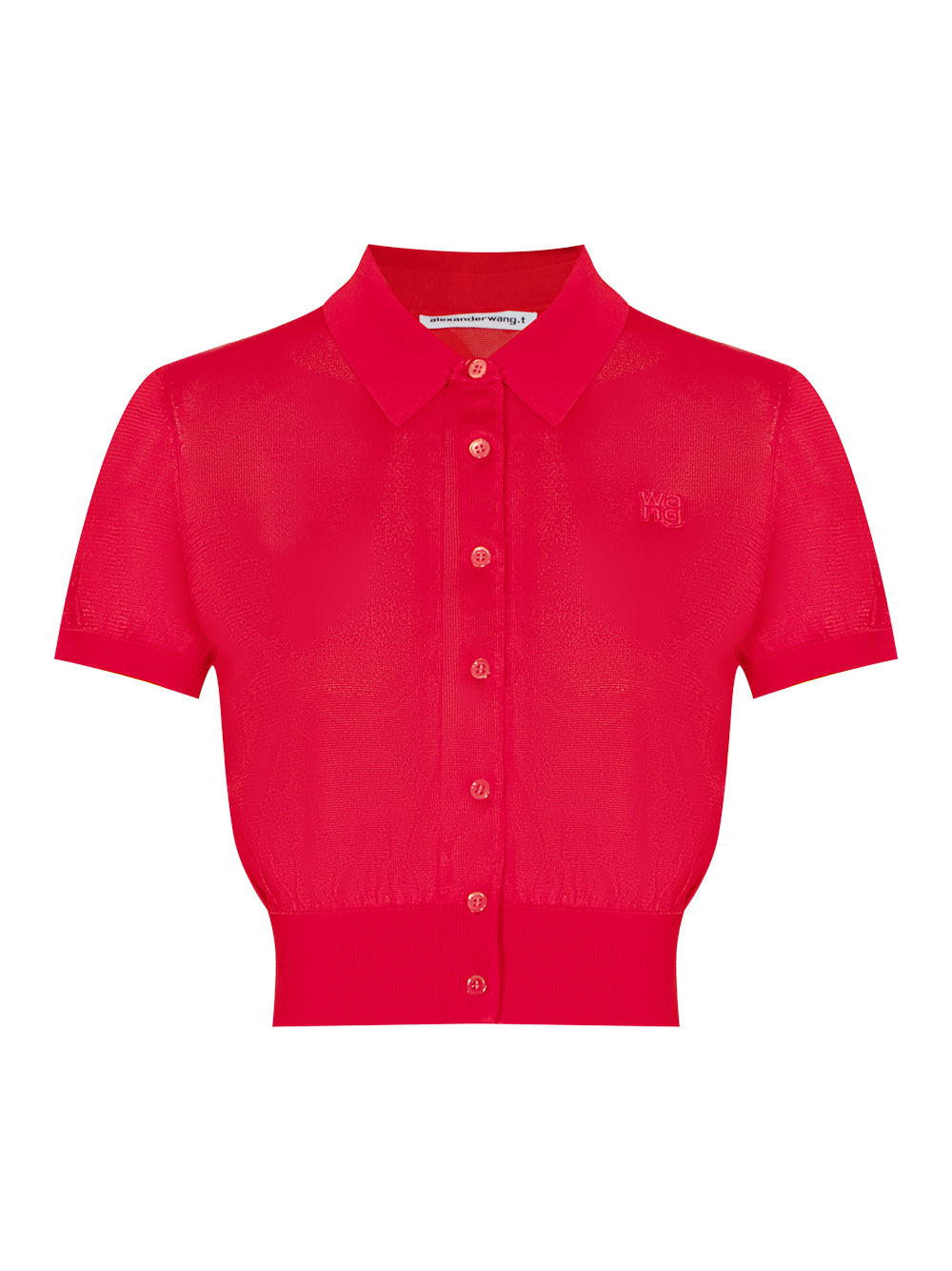 Logo Embroidered Polo Cardigan (Fiery Red)