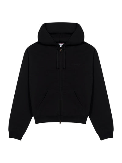 Logo Fitted Zip-Up Hoodie (Black)