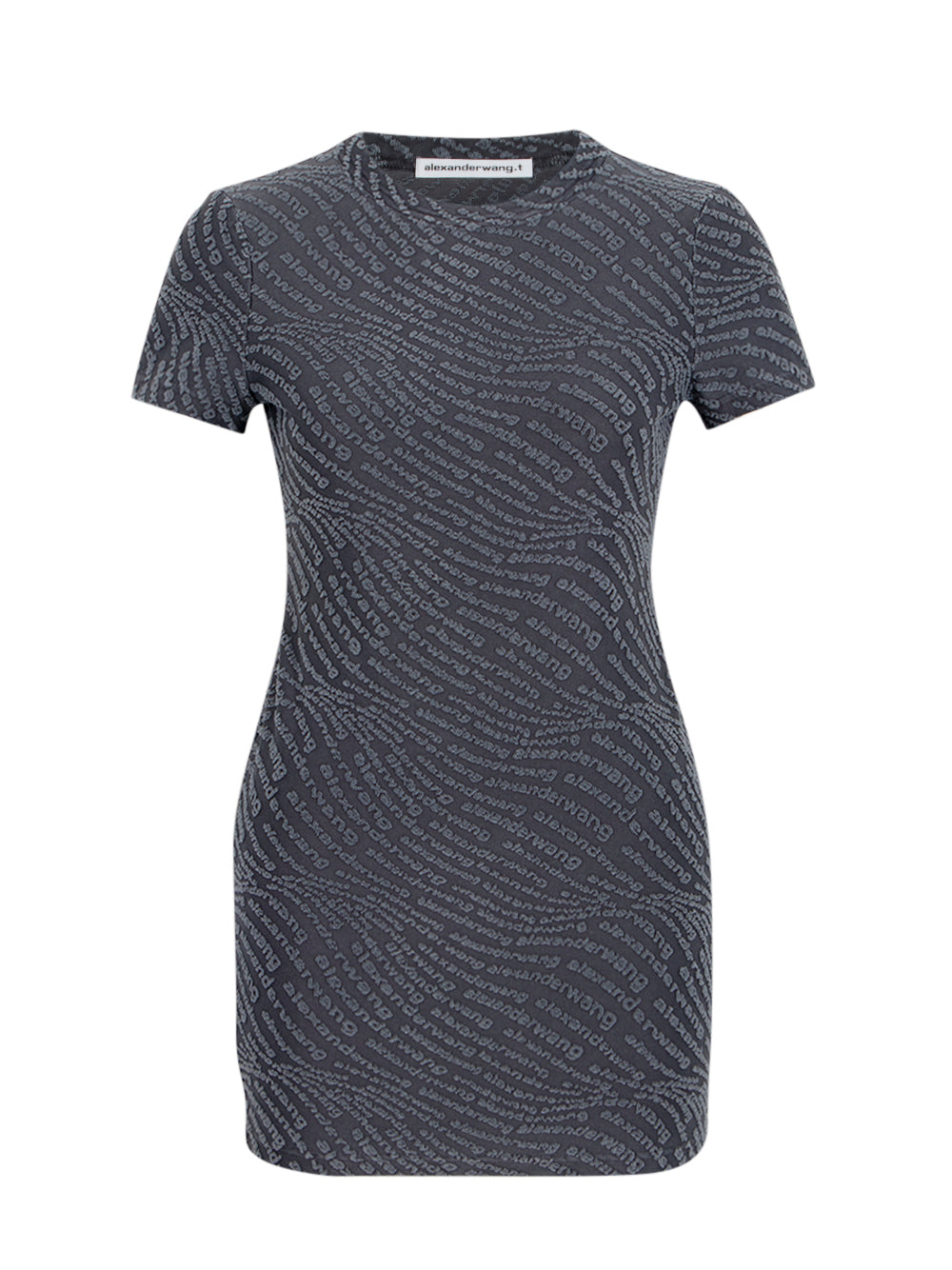 Logo Jacquard Stretch Short Sleeve Mini Dress (Graphite)