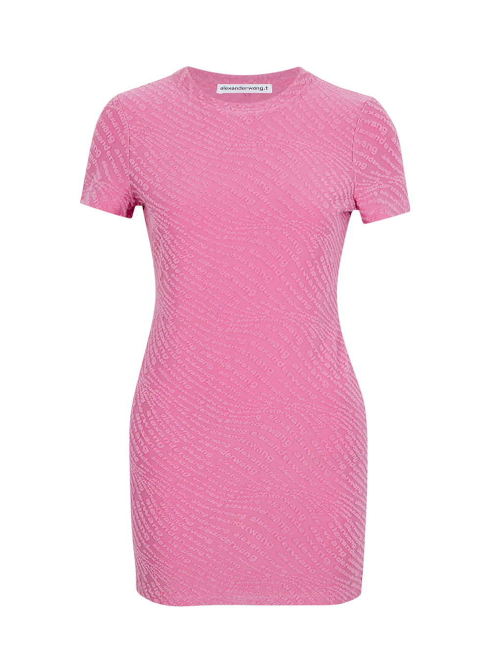 Logo Jacquard Stretch Short Sleeve Mini Dress (Lotus)