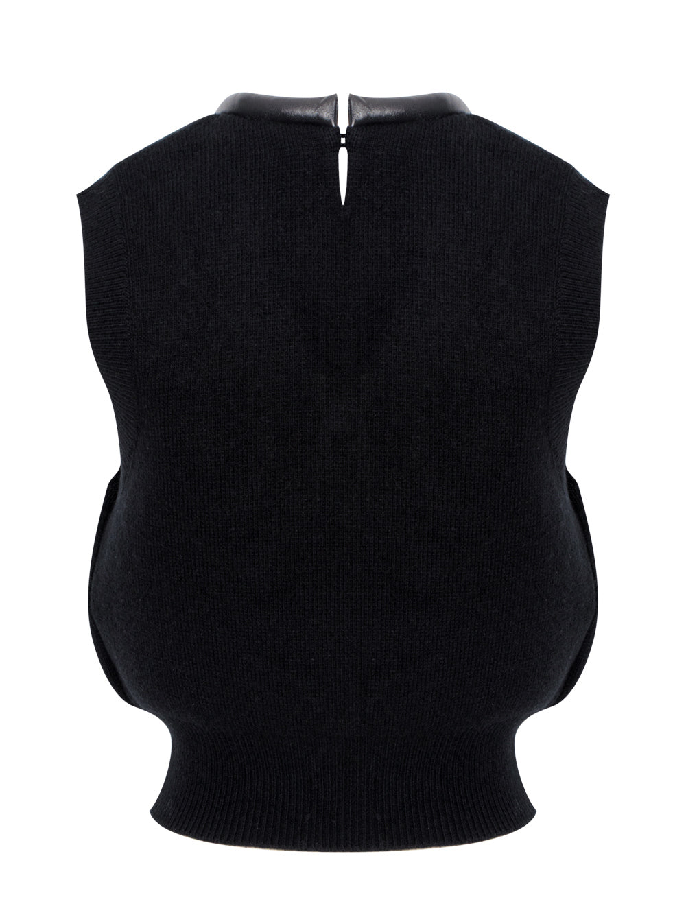 Logo Knit Vest With Leather Tubular Trim (Black)