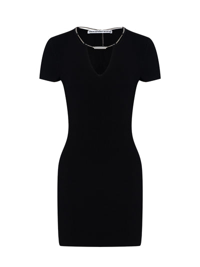 Logo Nameplate Bodycon Minidress (Black)
