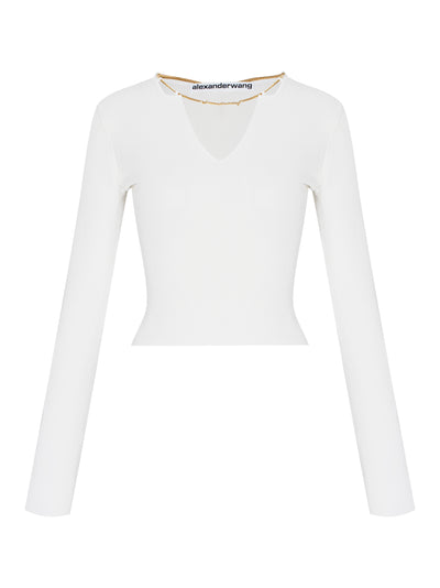 Logo Nameplate Cropped Shirt (White)