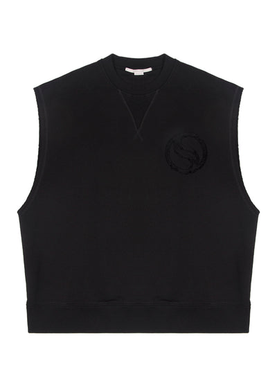 Logo Patch Sleeveless Sweatshirt (Black)