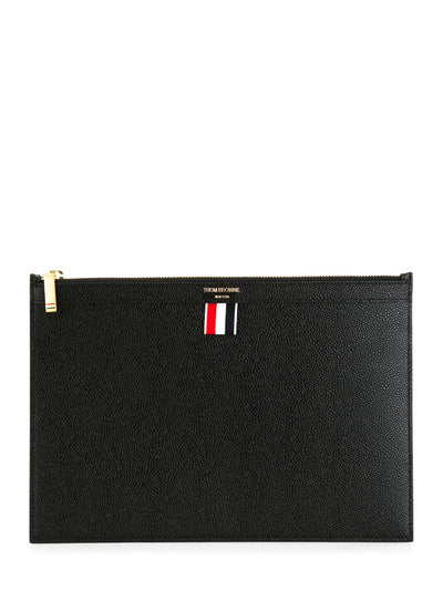 Logo-Stamp Leather Document Holder (Black)