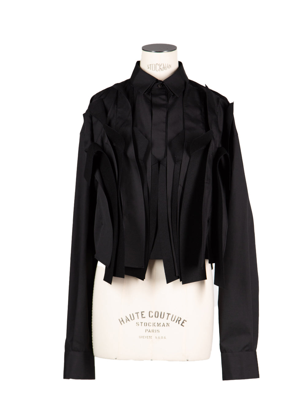 Long Sleeve Panelled Front Shirt (Black)