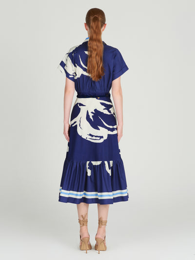 Loni Dress (Navy Stripes Bloom)