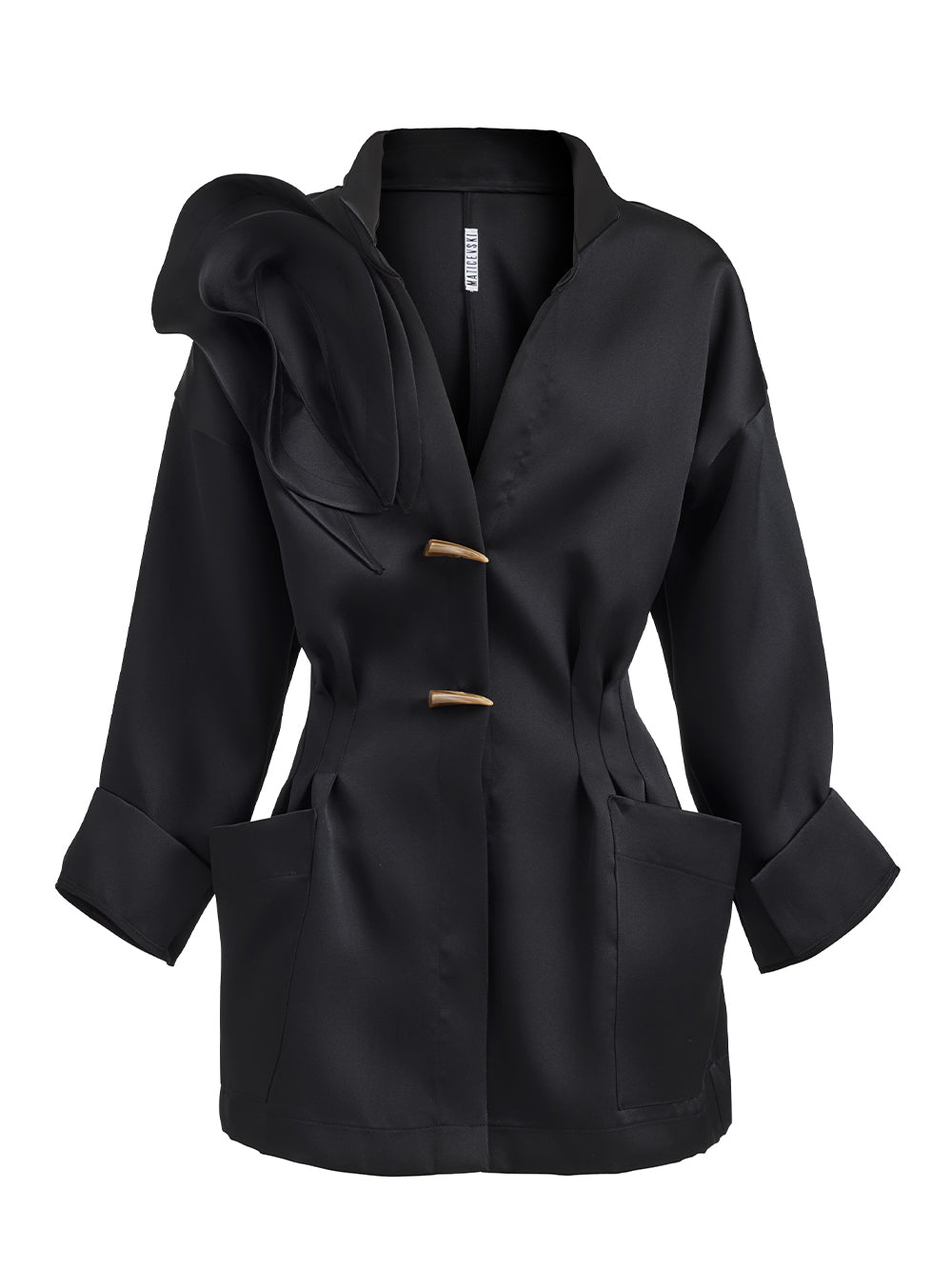 Lotus Shirt Dress (Black Sateen)
