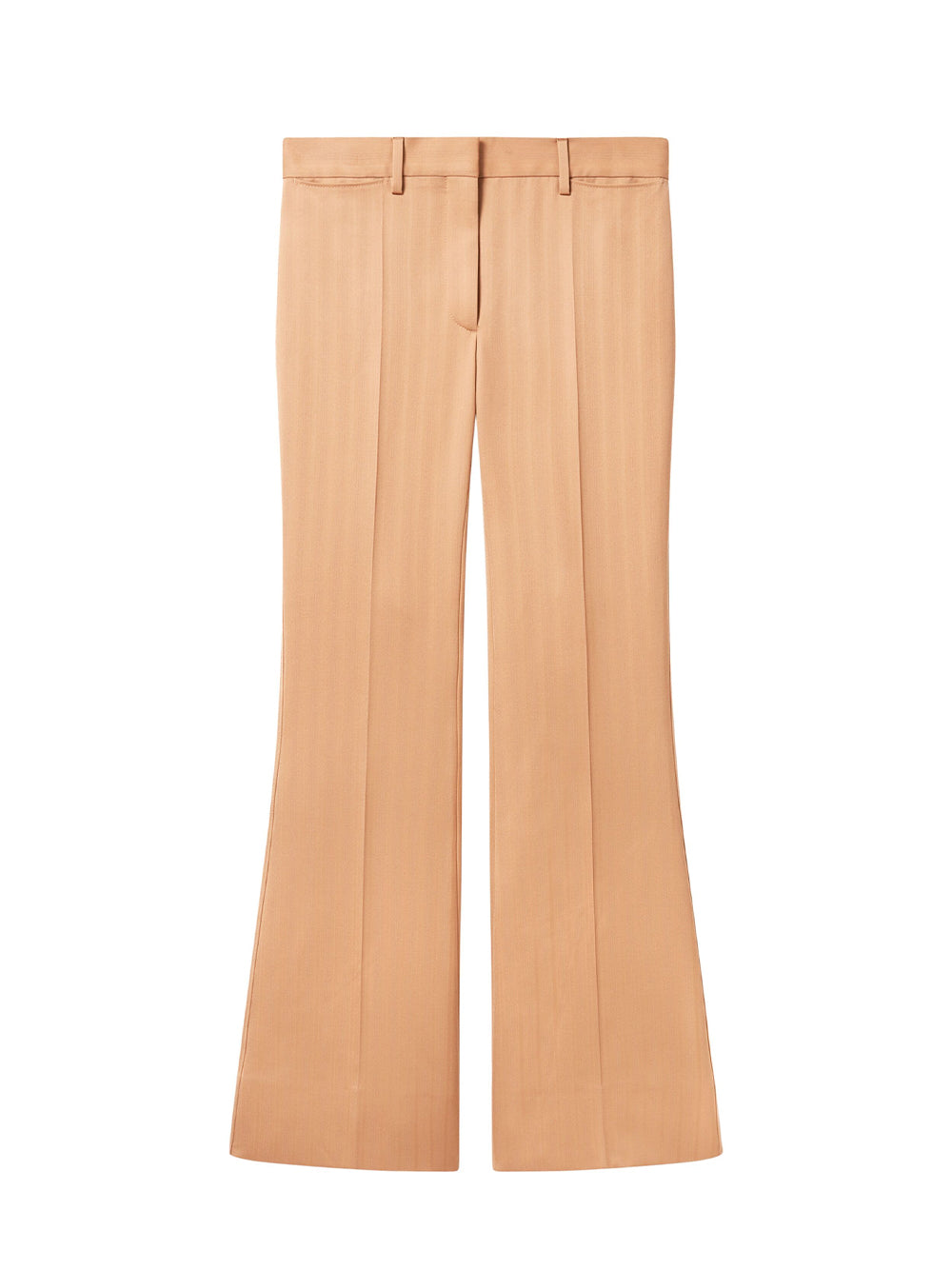 Low-Rise Striped Flared Trousers (Biscuit)