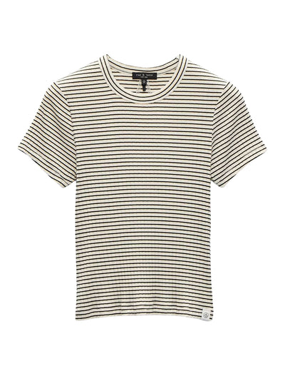 Luca Stripe Rib Baby Tee (Ivory Brown Multi)
