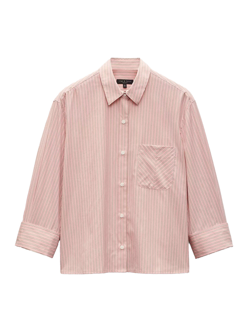 Lucia Stripe Poplin Shirt (Blush Stripe)