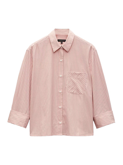 Lucia Stripe Poplin Shirt (Blush Stripe)