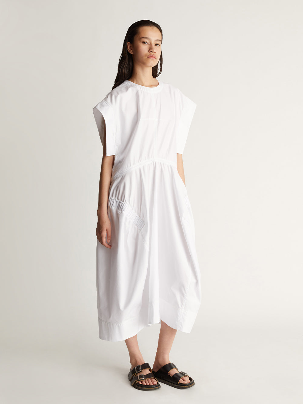Stanley Gathered Dress White