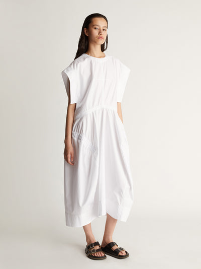 Stanley Gathered Dress White