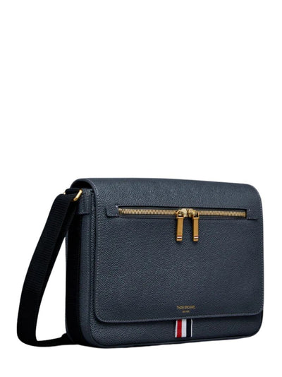 Pebble Grain Leather Reporter Bag (Dark Grey)