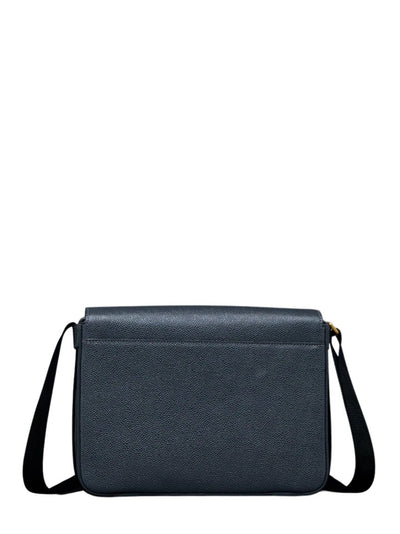 Pebble Grain Leather Reporter Bag (Dark Grey)
