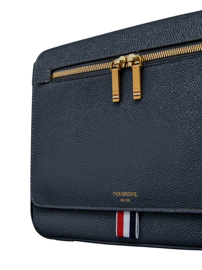 Pebble Grain Leather Reporter Bag (Dark Grey)