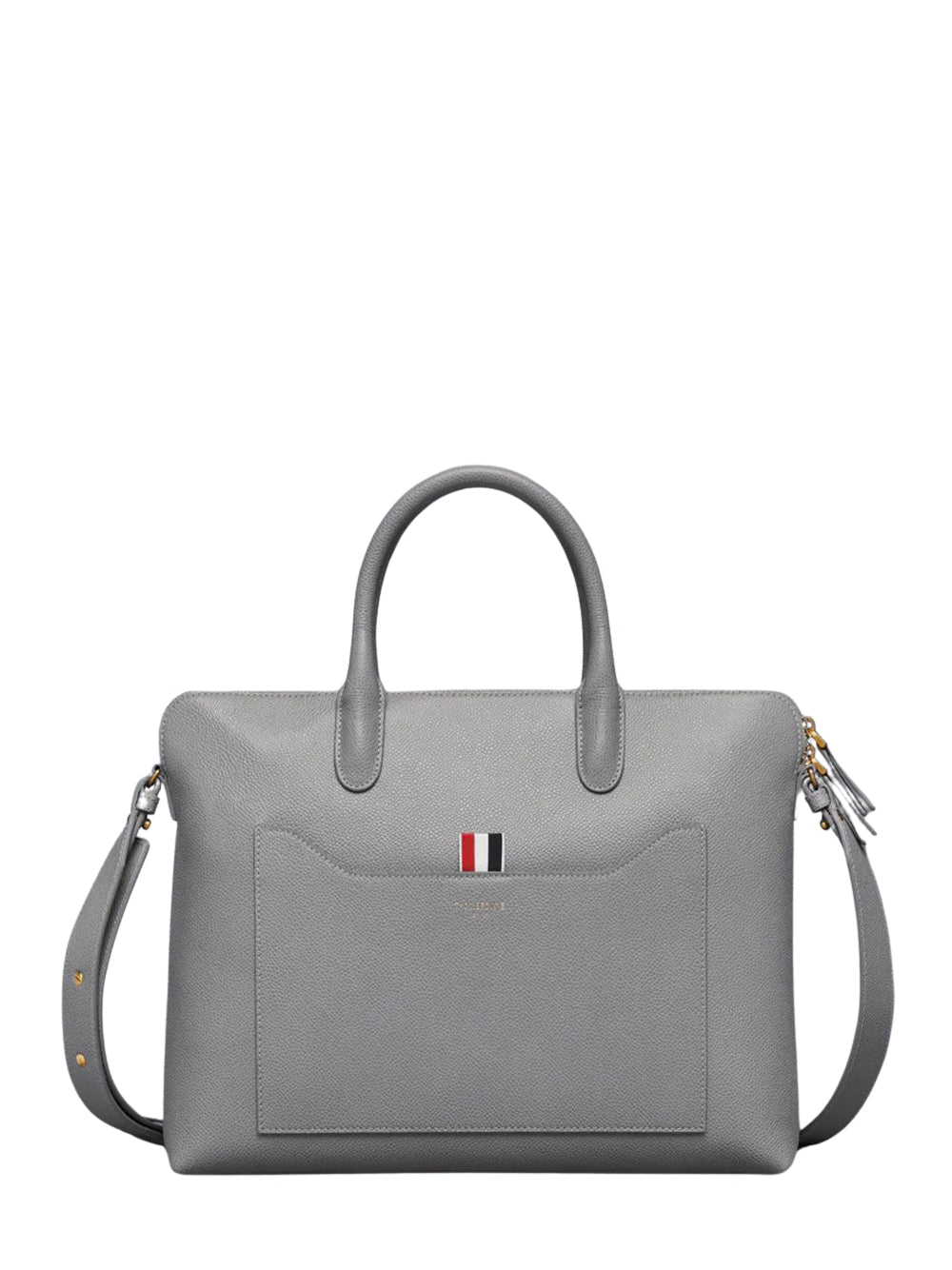 Pebble Grain Slim Briefcase Light Grey