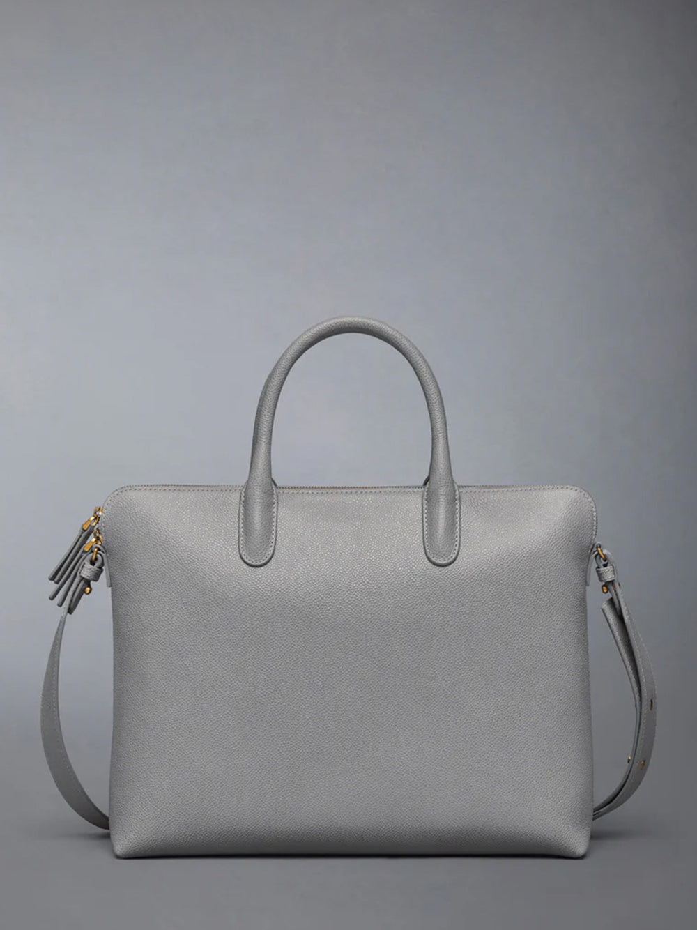 Pebble Grain Slim Briefcase Light Grey