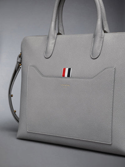 Pebble Grain Slim Briefcase Light Grey